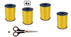 4x Ruban Curl Assortiment Jaune 5mmx500meter| Marque Cotton Bleu |ciseaux à Ruban De Curling| Ruban Curl Noël Sinterklaas Décoration Cadeau