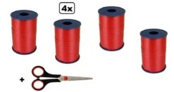 4x Ruban Curl Rouge 5mmx500mètre| Marque Cotton Bleu |ciseaux à Ruban De Curling| Ruban Curl Noël Sinterklaas Décoration Cadeau