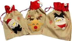 Sacs En Toile De Jute - Décoration De Décorations De Noël - Emballage Cadeau De Noël - 100% Naturel - 30 X 40 Cm - 3 Pièces - Sacs Cadeaux - Sacs Cadeaux