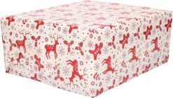1x Rouleau De Papier D'emballage De Noël Imprimé Blanc / Rouge 2,5 X 0, 7m Op Rol De 70 Grammes - Papier Cadeau De Qualité Papier De Luxe / Papier D'emballage - Noël