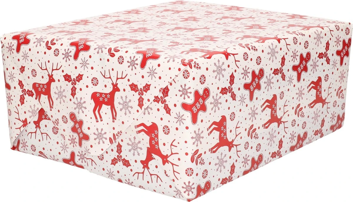 5x Rouleaux De Papier D'emballage De Noël Imprimé Blanc / Rouge 2,5 X 0, 7m Op Rol De 70 Grammes - Papier Cadeau De Luxe / Papier D'emballage - Noël 3 5x Rouleaux De Papier D'emballage De Noël Imprimé Blanc / Rouge 2,5 X 0, 7m Op Rol De 70 Grammes - Papier Cadeau De Luxe / Papier D'emballage - Noël