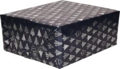 3x Rouleaux De Papier D'emballage De Noël / Papier Cadeau Bleu Foncé / Arbres Dorés 2,5 0 0,7 Cm - Papier De Noël De Qualité De Papier De Luxe - Noël