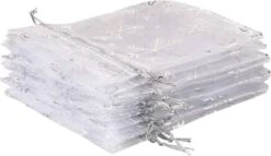 Sacs De Noël Organza - 9 X 12 Cm - 10 Pcs - Flocons De Neige Argentés - Emballage De Noël Décoration De Noël Décorations De Noël De Noël -Decoris Boutique 1200x695 15