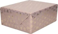 1x Rouleaux De Papier D'emballage De Noël / Papier D'emballage Cadeau Rose / Or Arbres 2,5 X 0, 7 Cm - Papier De Luxe Papier De Qualité Noël - Noël