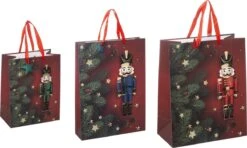 Set Sac Cadeau Casse-Noisette Noël 3 Pièces - Emballage Sachet Noël - 3 Tailles Différentes - Sac Cadeau