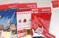 3 Morceaux De Papier Cadeau De Noël - Contenu Chacun 1 Feuille 80x80 - 1 Pendentif De Noël - 2 Mètres De Ruban -Decoris Boutique 1200x781