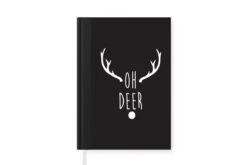 Carnet - Cahier - Citation De Noël Oh Cerf Fond Noir - Carnet - Format A5 - Bloc-notes - Noël - Cadeau - Cadeau De Noël Pour Hommes, Femmes Et Enfants