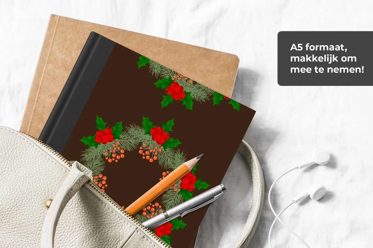 Carnet - Cahier - Guirlande De Noël - Houx - Motifs - Carnet - Format A5 - Bloc-notes - Noël - Cadeau - Cadeau De Noël Pour Hommes, Femmes Et Enfants 4 Carnet - Cahier - Guirlande De Noël - Houx - Motifs - Carnet - Format A5 - Bloc-notes - Noël - Cadeau - Cadeau De Noël Pour Hommes, Femmes Et Enfants – Image 2