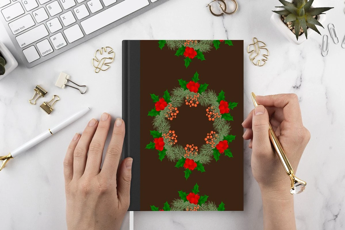 Carnet - Cahier - Guirlande De Noël - Houx - Motifs - Carnet - Format A5 - Bloc-notes - Noël - Cadeau - Cadeau De Noël Pour Hommes, Femmes Et Enfants 5 Carnet - Cahier - Guirlande De Noël - Houx - Motifs - Carnet - Format A5 - Bloc-notes - Noël - Cadeau - Cadeau De Noël Pour Hommes, Femmes Et Enfants – Image 3