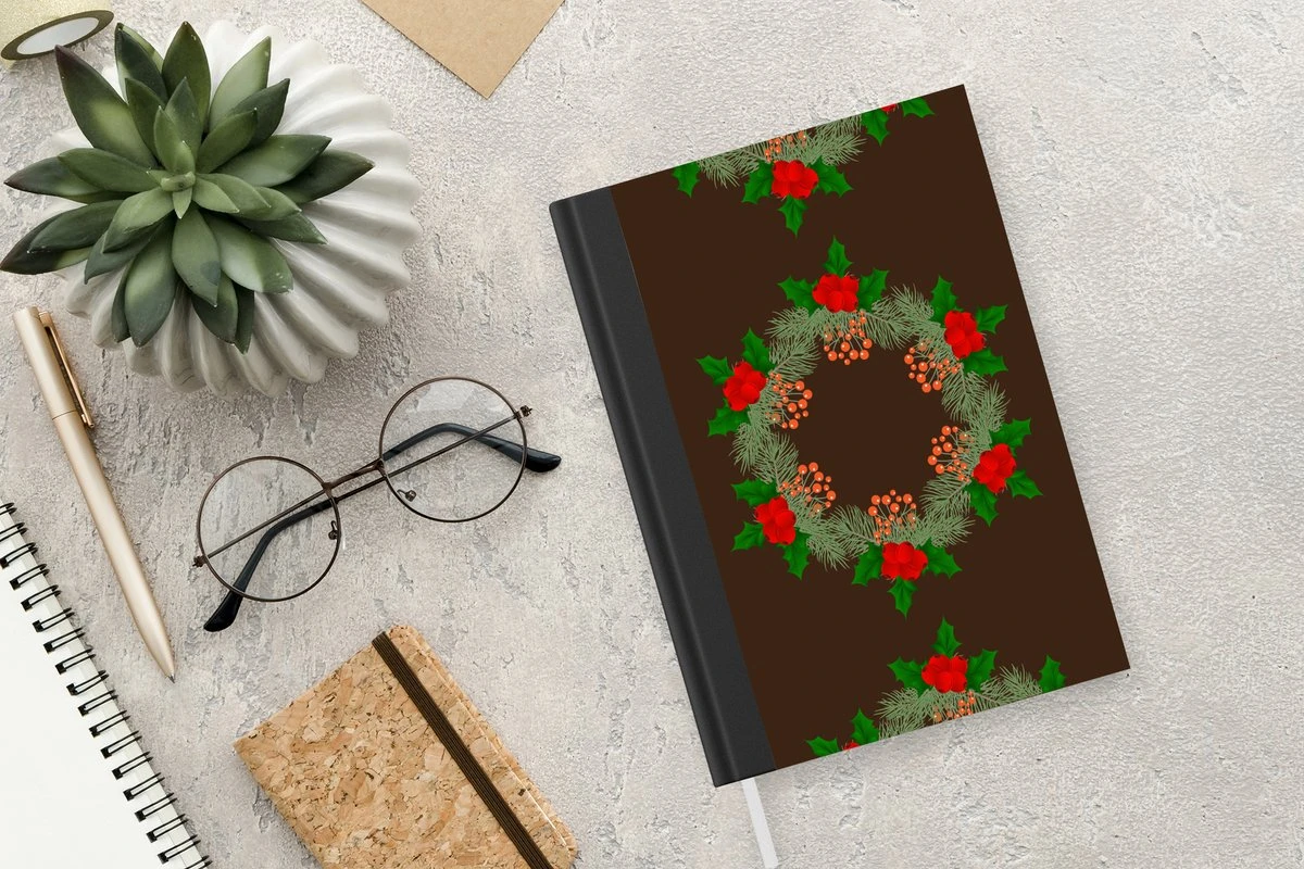 Carnet - Cahier - Guirlande De Noël - Houx - Motifs - Carnet - Format A5 - Bloc-notes - Noël - Cadeau - Cadeau De Noël Pour Hommes, Femmes Et Enfants 8 Carnet - Cahier - Guirlande De Noël - Houx - Motifs - Carnet - Format A5 - Bloc-notes - Noël - Cadeau - Cadeau De Noël Pour Hommes, Femmes Et Enfants – Image 6