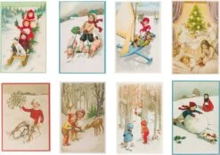 Cartes De Noël Nostalgiques - 8 Pièces - SF - Images Vintage Classiques - Hiver - Neige - Festif - Nouvel An - Cartes De Noël Anciennes Brocante