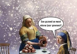 Cartes De Noël Corona / Covid Vermeer - Set De 8 Cartes Postales Amusantes - Carte De Noël Covid - Carte De Noël Corona - Carte Postale Bouchon De Bouche - Carte Du Nouvel An - Joyeuses Fêtes