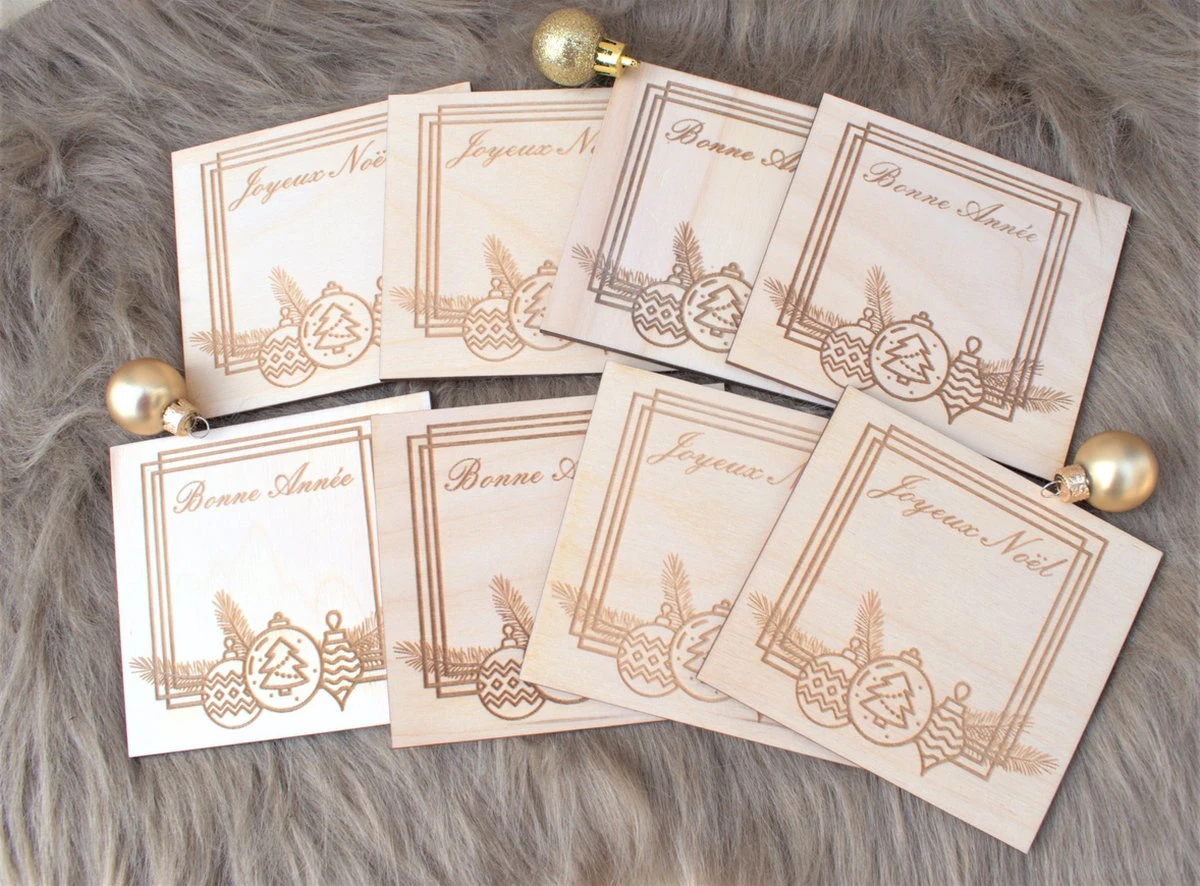 Cartes De Noël En Bois 8 Pièces Avec Enveloppe Découpées Au Laser Joyeux Noël Bonne Année Cartes De Vœux Originales En Bois 10x10 Cm Fait à La Handgemaakt 6 Cartes De Noël En Bois 8 Pièces Avec Enveloppe Découpées Au Laser Joyeux Noël Bonne Année Cartes De Vœux Originales En Bois 10x10 Cm Fait à La Handgemaakt – Image 4