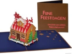 Popcards Cartes Popup - Carte De Noël Maison Père Noël Avec Traîneau Présente Sapin De Noël Carte Pop-up Neige Carte De Voeux 3D