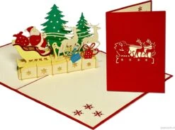 Popcards Popup Cards - Carte De Noël Père Noël Avec Rudolf Et Renne Pour Traîneau Avec Cadeaux Carte Pop-up Carte De Voeux 3D