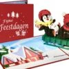Cartes Pop-up Popcards - Carte De Noël Amusante Kinder Pingouins Souriants Sur Traîneau Sports D'hiver Fun Joyeux Noël Carte Pop-up Carte De Vœux 3D