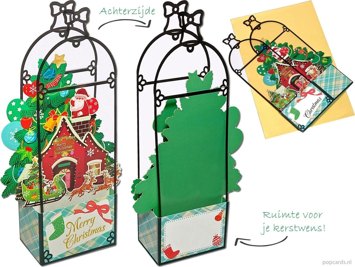 Popcards Cartes Popup - Carte De Noël Lanterne Maison De Noël Père Noël Avec Traîneau Présente Arbre De Noël Neige Carte Pop-up Carte De Voeux 3D 4 Popcards Cartes Popup - Carte De Noël Lanterne Maison De Noël Père Noël Avec Traîneau Présente Arbre De Noël Neige Carte Pop-up Carte De Voeux 3D – Image 2