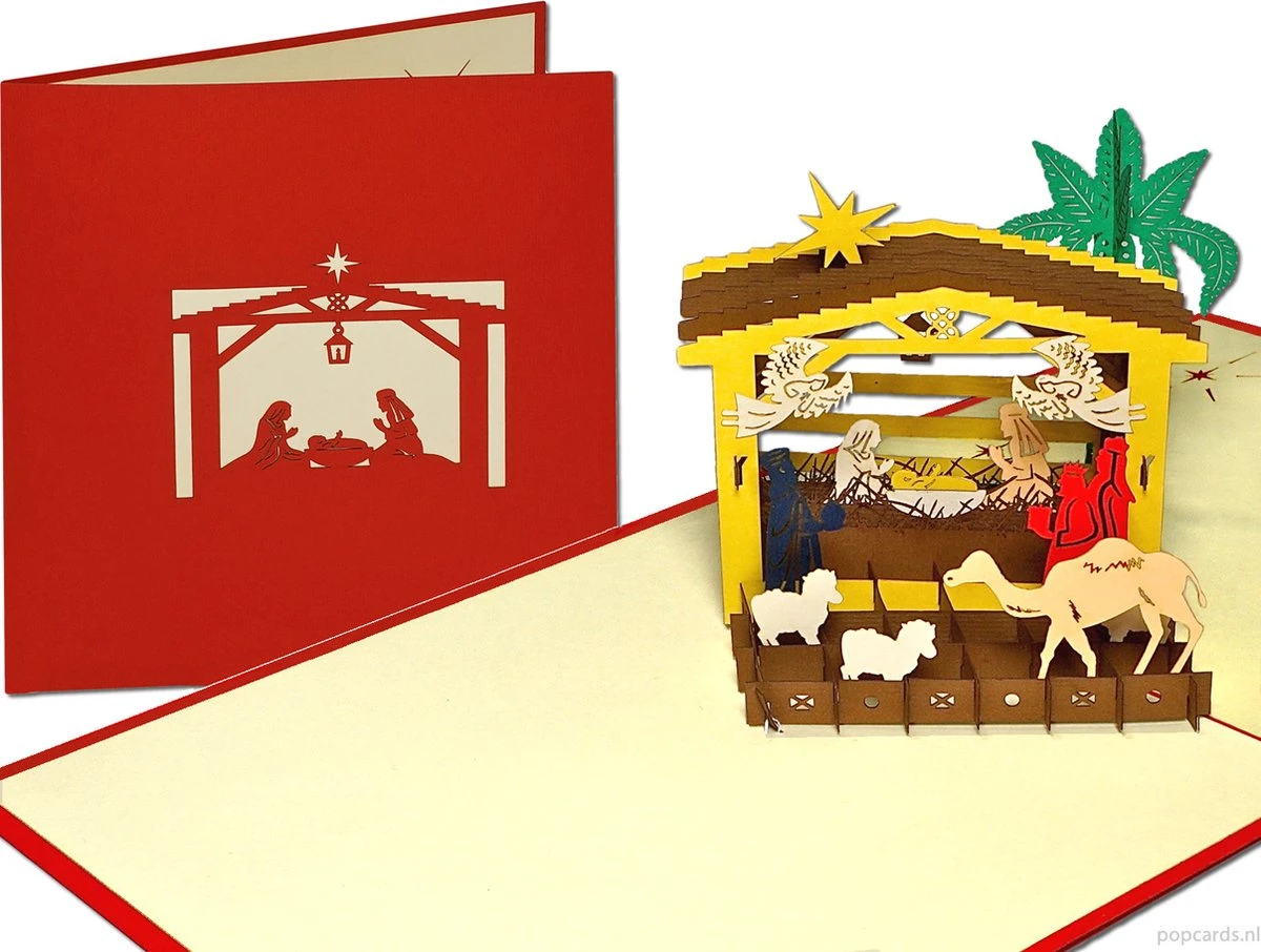 Cartes Pop-up Popcards - Carte De Noël Scène De La Nativité Avec Josef, Marie, L'enfant Jésus, Les Mages, Les Anges Et Les Animaux Carte De Voeux Pop-up 4 Cartes Pop-up Popcards - Carte De Noël Scène De La Nativité Avec Josef, Marie, L'enfant Jésus, Les Mages, Les Anges Et Les Animaux Carte De Voeux Pop-up – Image 2