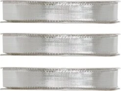 3x Hobby/ Décoration Rubans Décoratifs Argent Métallisé Avec Paillettes 9 Mm X 25 Mètres - Noël - Rubans Cadeaux Rubans Satin / Rubans Argent