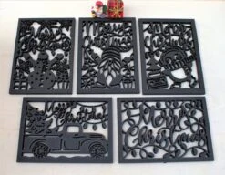 Cartes De Noël En Bois De Luxe 5 Pièces Et 5 Enveloppes Laser De Noël Voeux De Noël Cartes De Vœux Originales En Bois 10x14 Cm à La Handgemaakt