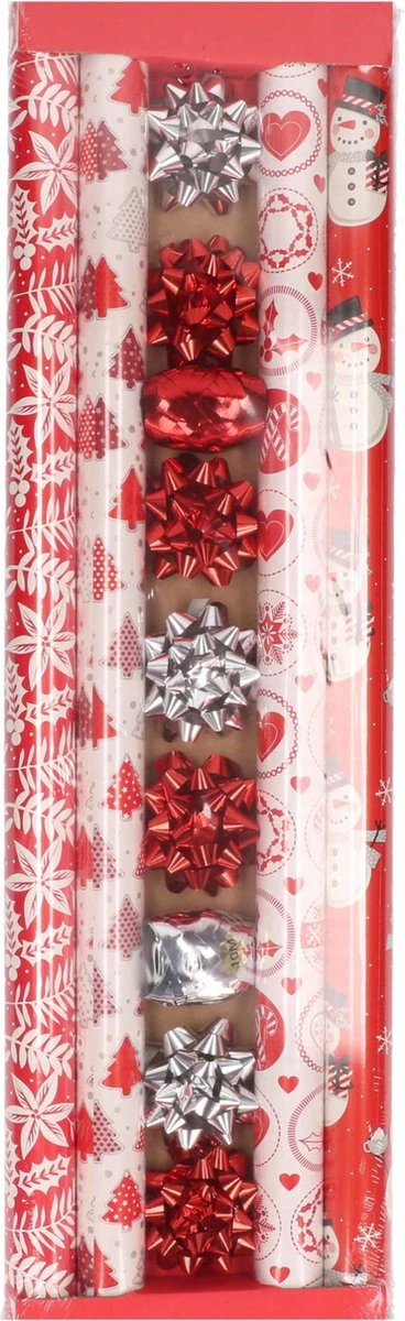 Ensemble De Papier D'emballage De Noël / Papier Cadeau Rouge / Blanc 13 Pièces - Emballage De Cadeaux De Noël / Cadeaux De Noël 3 Ensemble De Papier D'emballage De Noël / Papier Cadeau Rouge / Blanc 13 Pièces - Emballage De Cadeaux De Noël / Cadeaux De Noël