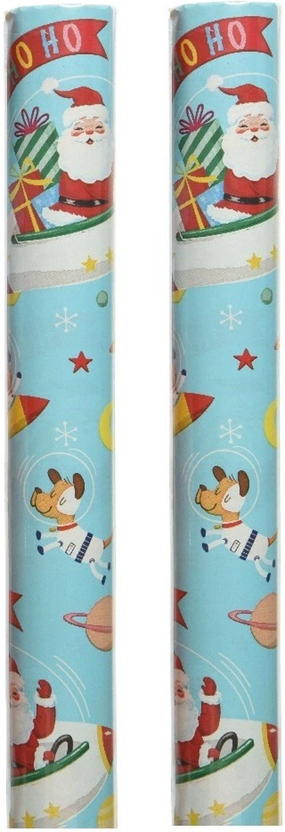 2x Rouleaux De Papier Cadeau De Noël / Papier Cadeau Père Noël Volant 200 X 70 Cm - Rouleaux De Papier Cadeau De Noël 5 2x Rouleaux De Papier Cadeau De Noël / Papier Cadeau Père Noël Volant 200 X 70 Cm - Rouleaux De Papier Cadeau De Noël – Image 3