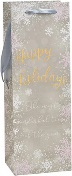 25 X Sac à Vin De Noël 10x35x10cm Pour 1 Bouteille "Joyeux Noël" / Coffret Cadeau