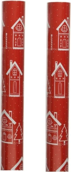 2x Rouleaux De Papier Cadeau/papier Cadeau De Noël Rouge Avec Des Maisons 200 X 70 Cm - Rouleaux De Papier Cadeau De Noël 7 2x Rouleaux De Papier Cadeau/papier Cadeau De Noël Rouge Avec Des Maisons 200 X 70 Cm - Rouleaux De Papier Cadeau De Noël -Decoris Boutique 497x1200