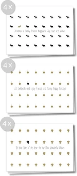 Cartes Matriks | Cartes De Noël Originales Et Cartes De Nouvel An | Ensemble De 12 Pièces | Cartes Doubles Avec Enveloppe