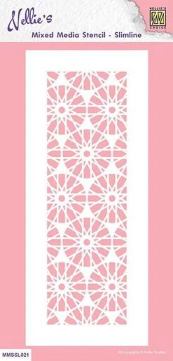 MMSSL-021 Nellie Snellen Pochoir Mixed Médias - Pochoirs Slim Line - Cristal D'hiver - Cristaux De Glace Neige Flocons De Neige - Noël
