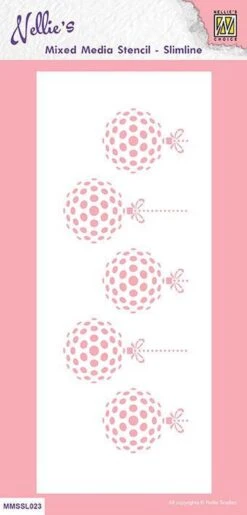 MMSSL-023 Pochoir Nellie Snellen Mixed Médias - Ligne Mince - Boules De Noël - Boules - Noël