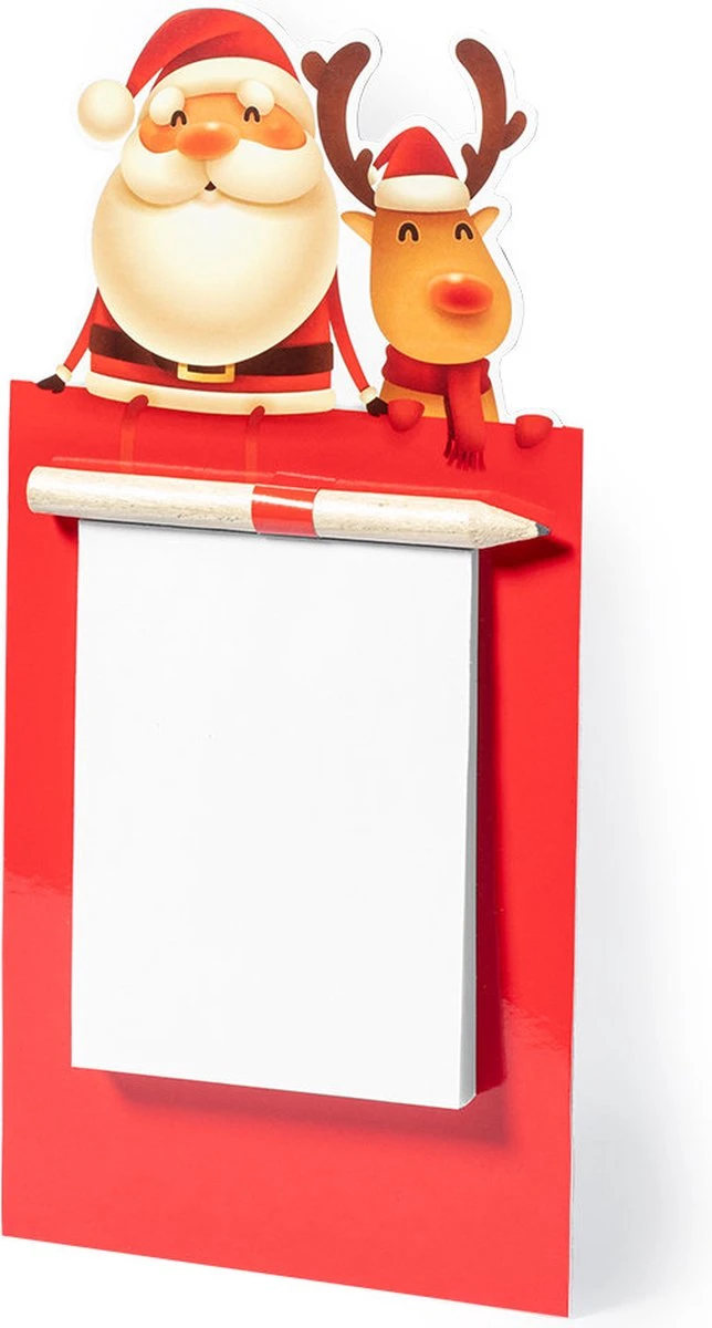 Aimant Avec Bloc-notes Père Noël Et Renne - Aimants - Noël - Décoration De Noël - Bloc-notes - Crayon - Papier - Carton - Rouge - Blanc 4 Aimant Avec Bloc-notes Père Noël Et Renne - Aimants - Noël - Décoration De Noël - Bloc-notes - Crayon - Papier - Carton - Rouge - Blanc – Image 2