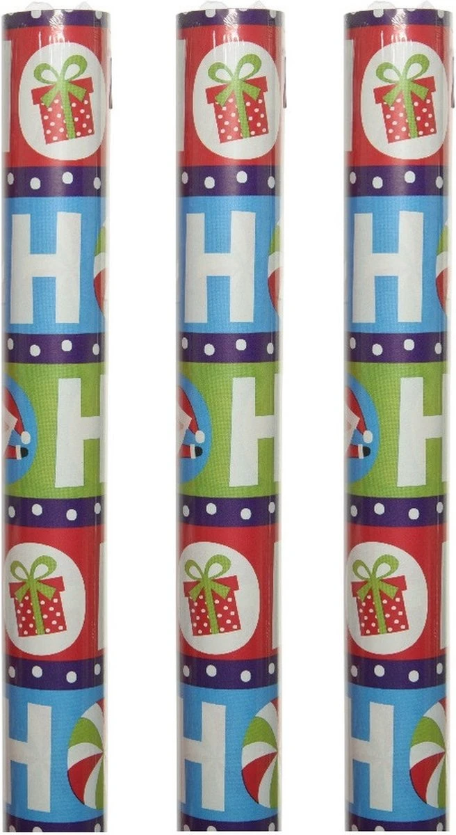 3x Rouleaux De Papier D'emballage De Noël/papier Cadeau Texte Hoho 300 X 100 Cm - Rouleaux De Papier Cadeau De Noël 5 3x Rouleaux De Papier D'emballage De Noël/papier Cadeau Texte Hoho 300 X 100 Cm - Rouleaux De Papier Cadeau De Noël – Image 3