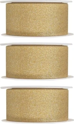 3x Hobby/ Décoration Rubans Décoratifs Dorés Avec Paillettes 3 Cm / 30 Mm X 5 Mètres - Noël - Rubans Cadeaux Rubans / Rubans En Satin