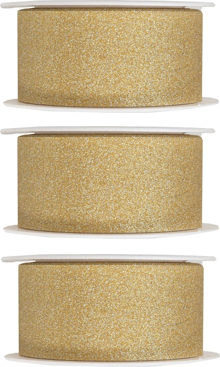 3x Hobby/ Décoration Rubans Décoratifs Dorés Avec Paillettes 3 Cm / 30 Mm X 5 Mètres - Noël - Rubans Cadeaux Rubans / Rubans En Satin 3 3x Hobby/ Décoration Rubans Décoratifs Dorés Avec Paillettes 3 Cm / 30 Mm X 5 Mètres - Noël - Rubans Cadeaux Rubans / Rubans En Satin