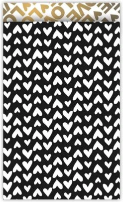 Sac Cadeau - Coffret Cadeau 17,5 X 25 Cm - 10 Pièces - Coeurs Ethniques - Noir-blanc-or - Coffret Papier Cadeau - Papier Cadeau - Sac Cadeau - Emballage Cadeau Vacances - Cadeau De Noël - Sac - Sac Cadeau