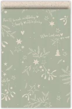 Sacs Cadeaux Gui Bisous Noël Herbe/sauge 17 X 25 Cm Sacs Avec Intérieur Contrasté 10 Pièces