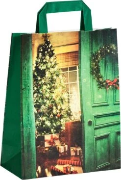 Sacs De Noël En Papier Kraft Avec Oreilles Plates " Xmas Lounge " 22x10x28cm 50 Pièces / Sacs De Noël / Sacs De Transport De Noël