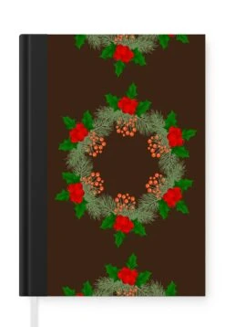 Carnet - Cahier - Guirlande De Noël - Houx - Motifs - Carnet - Format A5 - Bloc-notes - Noël - Cadeau - Cadeau De Noël Pour Hommes, Femmes Et Enfants