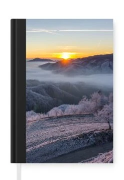 Carnet - Cahier - Hiver - Montagnes - Soleil - Soir - Carnet - Format A5 - Bloc-notes - Noël - Cadeau - Cadeau De Noël Pour Hommes, Femmes Et Enfants