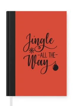 Carnet - Cahier - Citation De Noël Jingle Tout Le Chemin Sur Fond Rouge - Carnet - Format A5 - Bloc-notes - Noël - Cadeau - Cadeau De Noël Pour Hommes, Femmes Et Enfants
