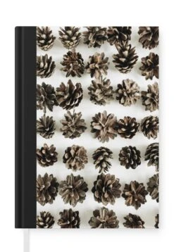 Carnet - Cahier - Pommes De Pin - Hiver - Wit - Carnet - Format A5 - Bloc-notes - Noël - Cadeau - Cadeau De Noël Pour Homme, Femme Et Enfant