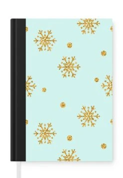 Carnet - Cahier - Noël - Motif - Neige - Or - Carnet - Taille A5 - Bloc-notes - Noël - Cadeau - Cadeau De Noël Pour Hommes, Femmes Et Enfants
