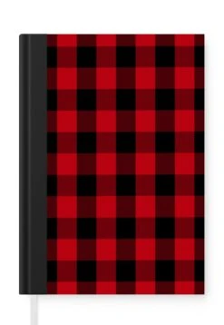 Carnet - Cahier - Motifs - Plaid - Rouge - Zwart - Carnet - Format A5 - Bloc-notes - Noël - Cadeau - Cadeau De Noël Homme, Femme Et Enfant