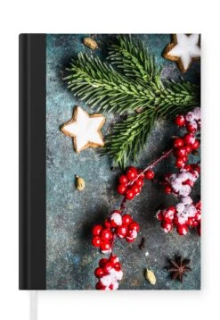 Carnet - Cahier - Noël - Rustique - Branches - Anis étoilé - Baie - Rouge - Carnet - Format A5 - Bloc-notes - Noël - Cadeau - Cadeau De Noël Pour Homme, Femme Et Enfant