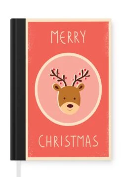 Carnet - Cahier - Renne - Citations - Noël - Joyeux Noël - Rouge - Vintage - Carnet - Format A5 - Bloc-notes - Noël - Cadeau - Cadeau De Noël Pour Hommes, Femmes Et Enfants