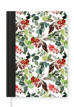 Carnet - Cahier - Baies - Aquarelle - Rouge - Carnet - Format A5 - Bloc-notes - Noël - Cadeau - Cadeau De Noël Homme, Femme Et Enfant