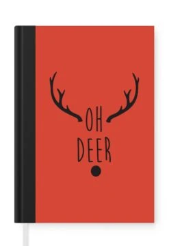 Carnet - Carnet - Citation De Noël Oh Cerf Avec Un Fond Rouge - Carnet - Format A5 - Bloc-notes - Noël - Cadeau - Cadeau De Noël Pour Hommes, Femmes Et Enfants