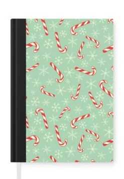 Carnet - Cahier - Canne En Bonbon - Noël - Flocon De Neige - Motifs - Carnet - Format A5 - Bloc-notes - Noël - Cadeau - Cadeau De Noël Pour Hommes, Femmes Et Enfants