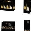 Konges Sløjd Sac Cadeau Luxe Noël 4 Pièces Or Noir - Sac Emballage Noël - Lot De 4 - Sac Cadeau - Sapin De Noël - Renne -Decoris Boutique 860x1200 2